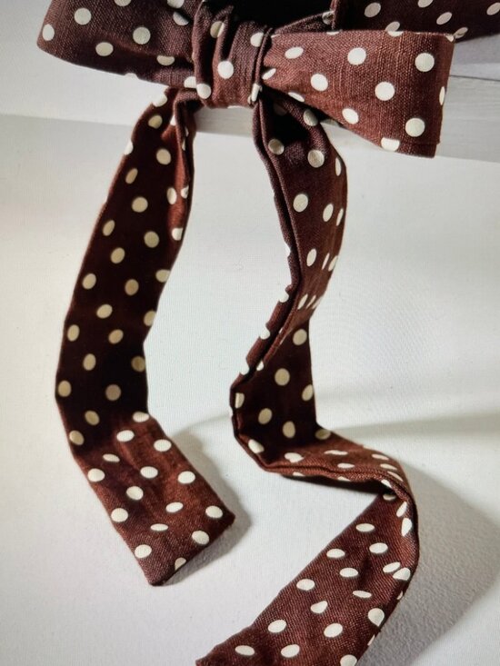 ANTHROPOLOGIE Brown & White Polka Dot Baseball Cap with Back Bow: NWT! One Size main image 5
